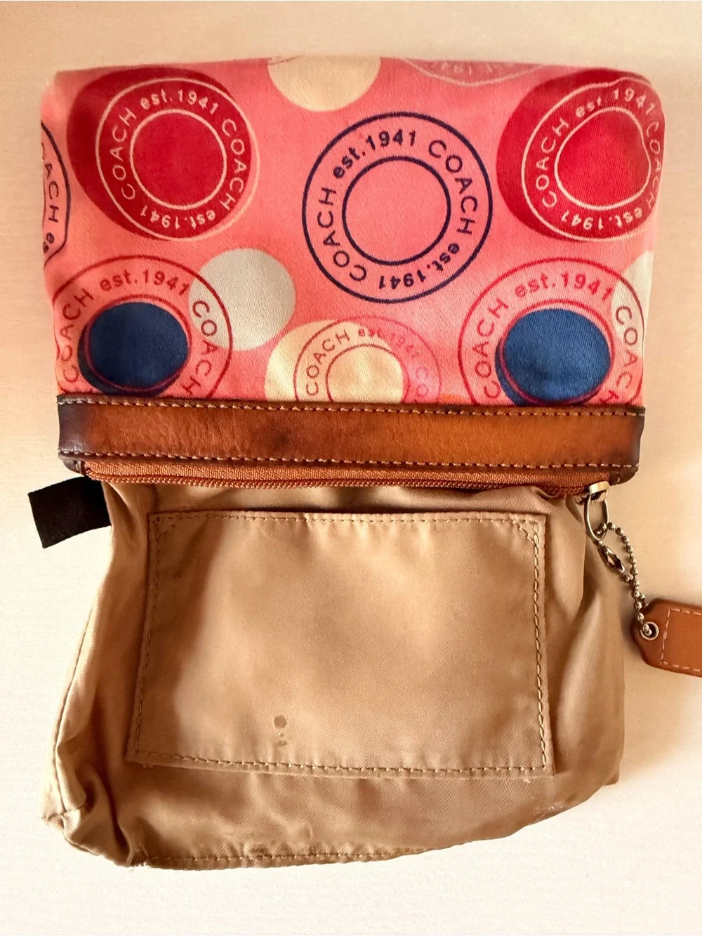 Coach Leah Polka Dot Passport Stamp Wristlet from the late 2000s/Y2K era.